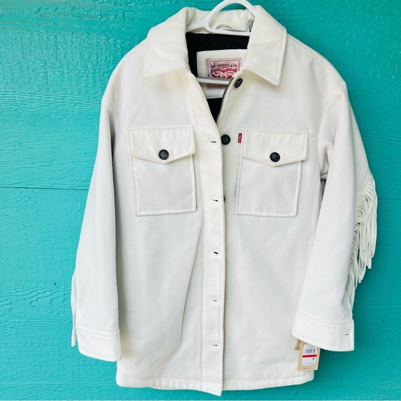 LEVI’S FRINGE WHITE SHIRT STYLE WESTERN LONGLINE JACKET SIZE XS NWT - Picture 5 of 16